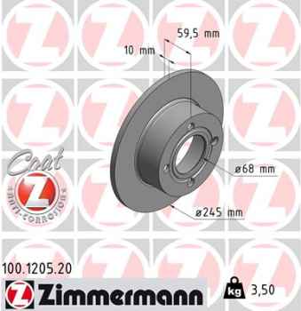 Zimmermann Brake Disc for AUDI 90 (89, 89Q, 8A, B3) rear