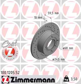Zimmermann Sport Brake Disc for AUDI 90 (89, 89Q, 8A, B3) rear