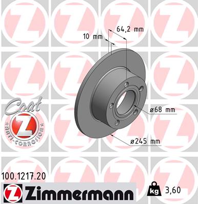 Zimmermann Brake Disc for VW PASSAT (3B2) rear