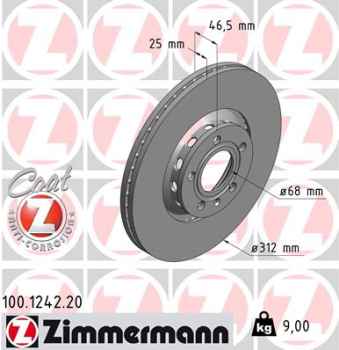 Zimmermann Brake Disc for AUDI A4 Avant (8E5, B6) front