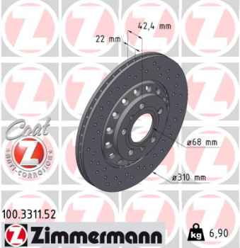 Zimmermann Sportbremsscheibe Sport Z für AUDI A8 (4E2, 4E8) hinten
