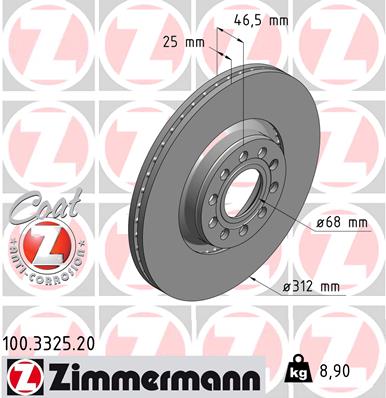Zimmermann Brake Disc for VW PASSAT (3B3) front