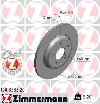 Zimmermann Brake Disc for AUDI A5 (8T3) rear