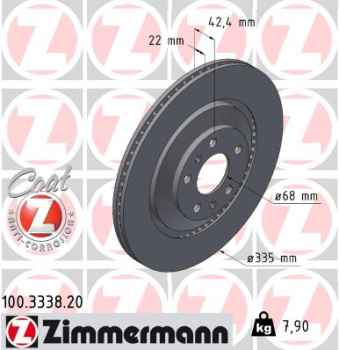 Zimmermann Brake Disc for VW PHAETON (3D1, 3D2, 3D3, 3D4, 3D6, 3D7, 3D8, 3D9) rear