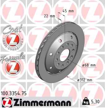 Zimmermann Bremsscheibe Formula Z für AUDI A4 Avant (8D5, B5) hinten rechts