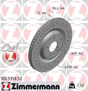 Zimmermann Sport Brake Disc for AUDI A5 Cabriolet (8F7) rear