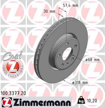 Zimmermann Brake Disc for AUDI A4 Allroad (8WH, B9) front