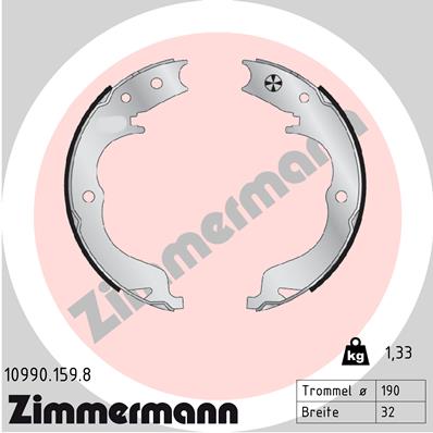 Zimmermann Brake Shoe Set for SUBARU IMPREZA Schrägheck (GR, GH, G3) rear / parking brake