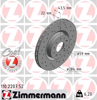 Zimmermann Sportbremsscheibe Sport Z für FIAT DOBLO Pritsche/Fahrgestell (263_) vorne