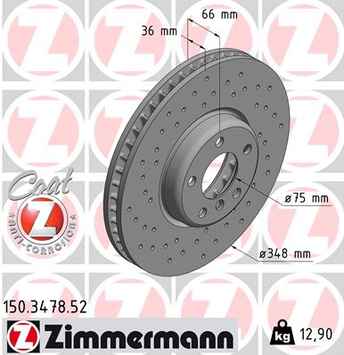 Zimmermann Sport Brake Disc for BMW 7 (F01, F02, F03, F04) front left
