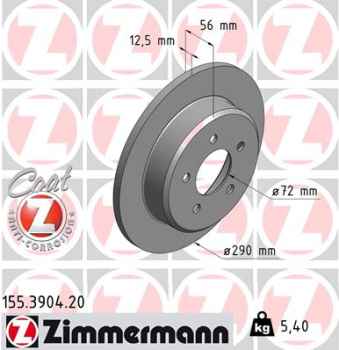 Zimmermann Brake Disc for CHRYSLER VOYAGER IV (RG, RS) rear