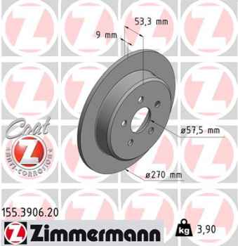 Zimmermann Brake Disc for CHRYSLER NEON (PL) rear