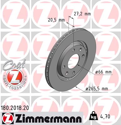 Zimmermann Brake Disc for CITROËN BERLINGO / BERLINGO FIRST Kasten (M_) front