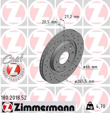 Zimmermann Sport Brake Disc for CITROËN BERLINGO / BERLINGO FIRST Großraumlimousine (MF, GJK, GFK) front