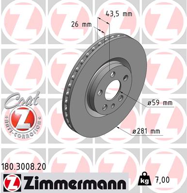 Zimmermann Brake Disc for FIAT ULYSSE (220_) front