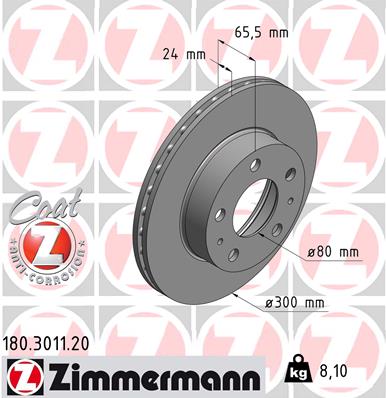 Zimmermann Brake Disc for CITROËN JUMPER Bus (230P) front