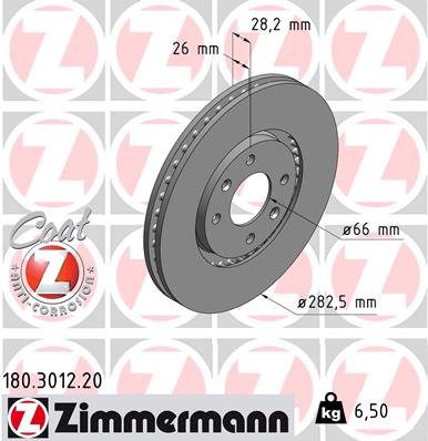 Zimmermann Brake Disc for CITROËN XANTIA Break (X1_, X2_) front