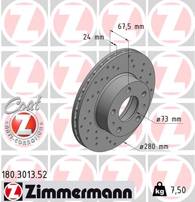 Zimmermann Sport Brake Disc for PEUGEOT BOXER Pritsche/Fahrgestell (ZCT_) front
