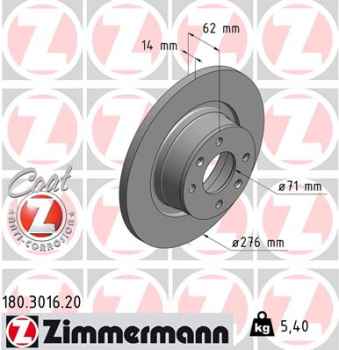 Zimmermann Brake Disc for CITROËN C5 II Break (RE_) rear