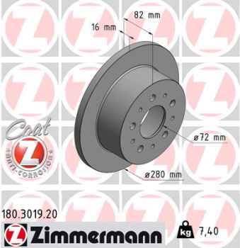Zimmermann Brake Disc for CITROËN JUMPER Kasten (244) rear
