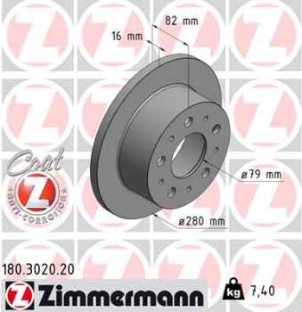 Zimmermann Brake Disc for FIAT DUCATO Kasten (244_) rear