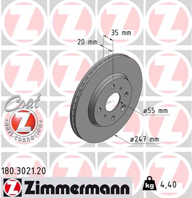 Zimmermann Brake Disc for CITROËN C1 (PM_, PN_) front