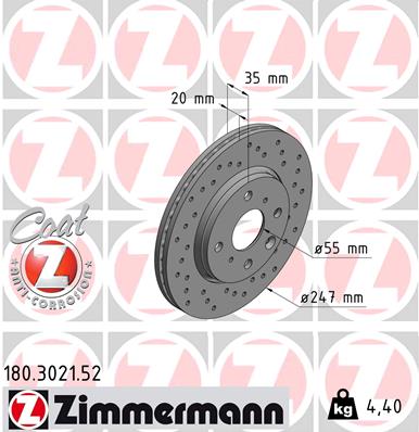 Zimmermann Sport Brake Disc for CITROËN C1 II (PA_, PS_) front