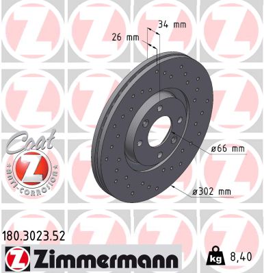 Zimmermann Sport Brake Disc for CITROËN C4 Grand Picasso I (UA_) front
