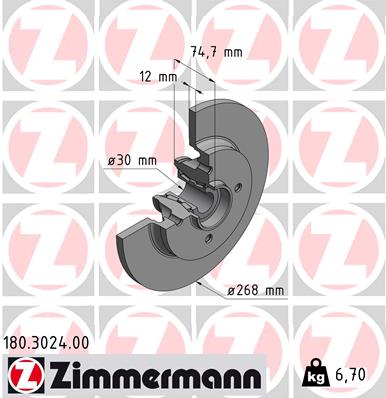 Zimmermann Brake Disc for CITROËN BERLINGO (B9) rear