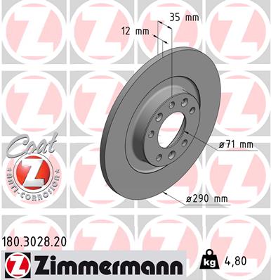 Zimmermann Brake Disc for CITROËN C4 Picasso II rear