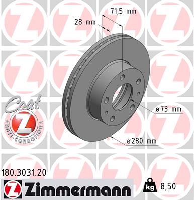 Zimmermann Brake Disc for PEUGEOT BOXER Bus front