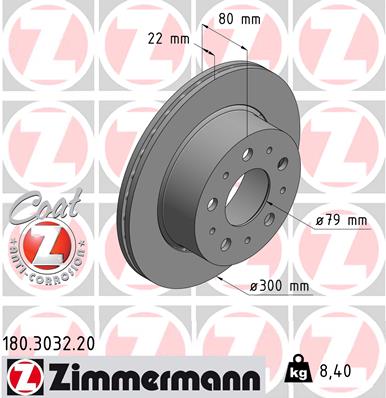 Zimmermann Bremsscheibe für FIAT DUCATO Kasten (250_, 290_) hinten