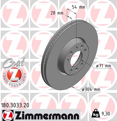 Zimmermann Brake Disc for TOYOTA PROACE Bus (MPY_) front