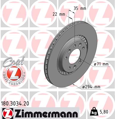 Zimmermann Brake Disc for PEUGEOT EXPERT Pritsche/Fahrgestell (V_) rear