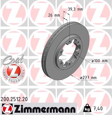 Zimmermann Brake Disc for NISSAN PICK UP (D22) front