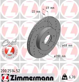 Zimmermann Sport Brake Disc for NISSAN PRIMERA Traveller (WP11) front