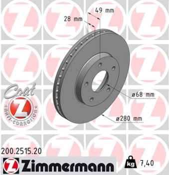 Zimmermann Brake Disc for NISSAN PRIMERA (P12) front