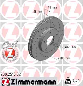 Zimmermann Sport Brake Disc for NISSAN PRIMERA Traveller (WP12) front