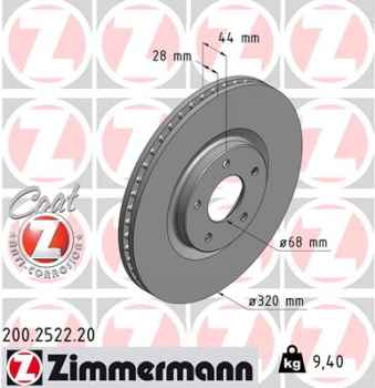 Zimmermann Brake Disc for NISSAN QASHQAI / QASHQAI +2 I (J10, NJ10) front