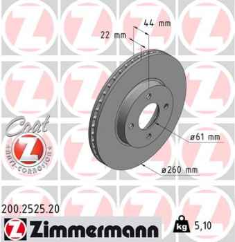 Zimmermann Brake Disc for NISSAN NOTE (E12) front