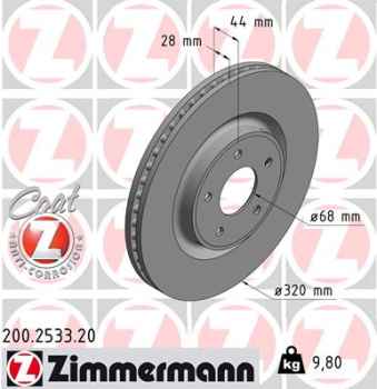 Zimmermann Brake Disc for NISSAN X-TRAIL (T32_) front