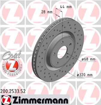 Zimmermann Sport Brake Disc for RENAULT KOLEOS II front