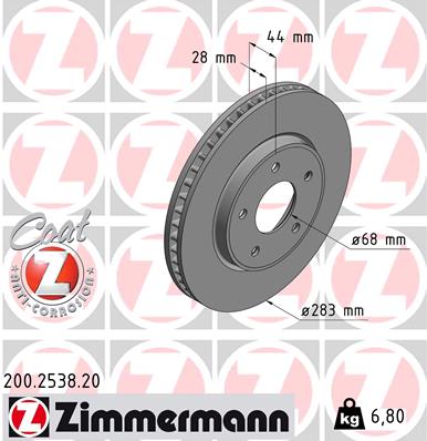 Zimmermann Brake Disc for NISSAN NV200 Kasten/Kombi front