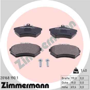 Zimmermann Brake pads for VW CADDY II Kasten (9K9A) front