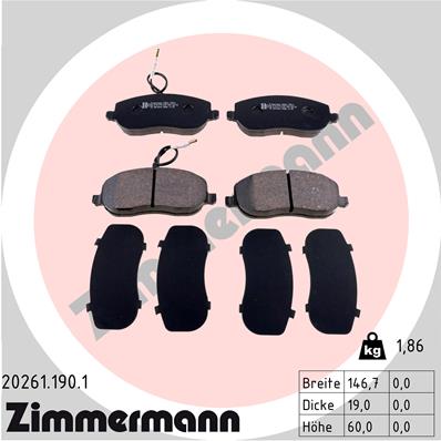 Zimmermann Brake pads for PEUGEOT EXPERT Kasten (222) front