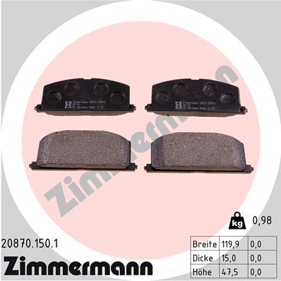 Zimmermann Brake pads for TOYOTA COROLLA Station Wagon (_E9_) front