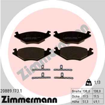 Zimmermann Brake pads for VW POLO (86C, 80) front
