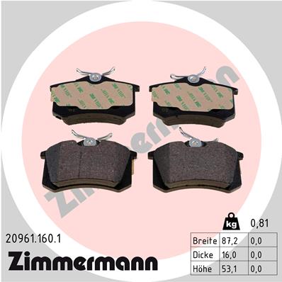 Zimmermann Brake pads for RENAULT MEGANE III Grandtour (KZ0/1) rear