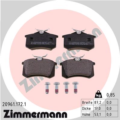 Zimmermann Brake pads for VW POLO (6R1, 6C1) rear