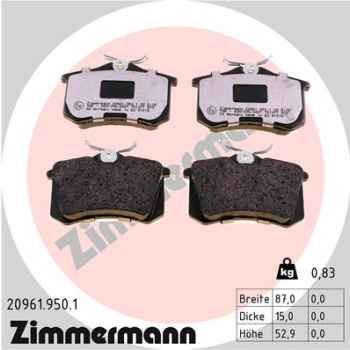 Zimmermann rd:z Brake pads for AUDI A4 Avant (8ED, B7) rear